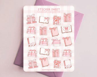 Coquette Sticker Sheet for Book Lover Planner Sticker Reading Journal Scrap Book Cute Stationary Set Cute Deco Sticker Diary Book Lover Gift