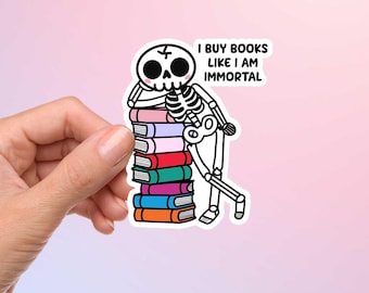 Spooky Reading Skeleton Sticker: Booktok TBR Vinyl Decal