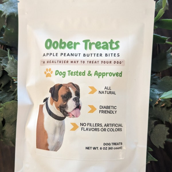 Oober Treats - Natural Diabetic Friendly - No Added Sugar  - Apple Peanut Butter Dog Treats