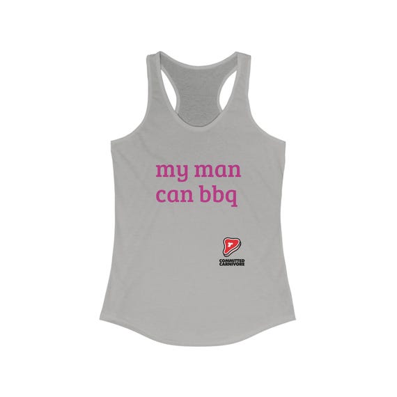 my man can bbq Women's Ideal Racerback Tank
