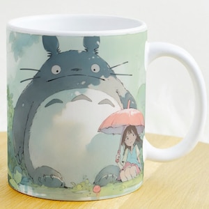 Totoro Mug: Watercolor Manga Art, Kawaii Japanese Design