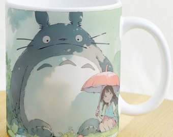 Totoro Mug: Watercolor Manga Art, Kawaii Japanese Design