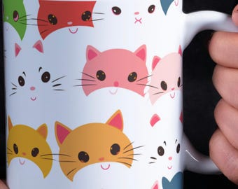 Kawaii Manga Cat Mug: Japanese Art Coffee Cup