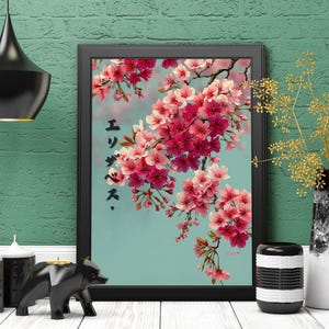 Your Name in Japanese Print, Personalised Custom Name Poster, Japanese Gifts, Japanese Wall Art, Cherry Blossom name print, Japanese name 52