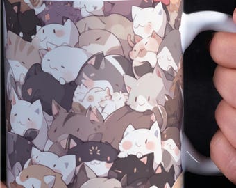 Kawaii Manga Cat Mug: Japanese Art Coffee Cup