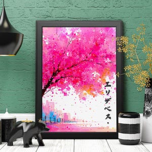 Your Name in Japanese Print, Personalised Custom Name Poster, Japanese Gifts, Japanese Wall Art, Cherry Blossom name print, Japanese name 64