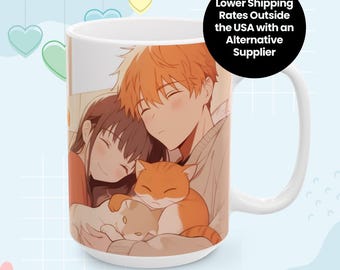 Fruits Basket Anime Mug Tohru Honda Kyo Sohma Tohru and Kyo, Furuba Merch Valentines gift idea, gifts for her gifts for him Kawaii 15oz G013