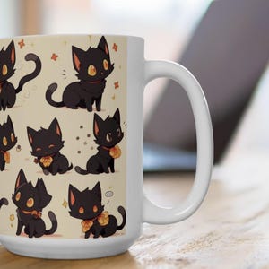 Cat Manga Japanese Design Cat Gift For Her, Cat gift for him Cute Cat Mug, Cat Coffee Mug, Gifts For Cat Lovers, Cat Lover Mug 003