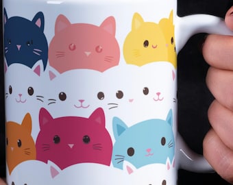 Kawaii Cat Manga Mug: Japanese Art Coffee Cup