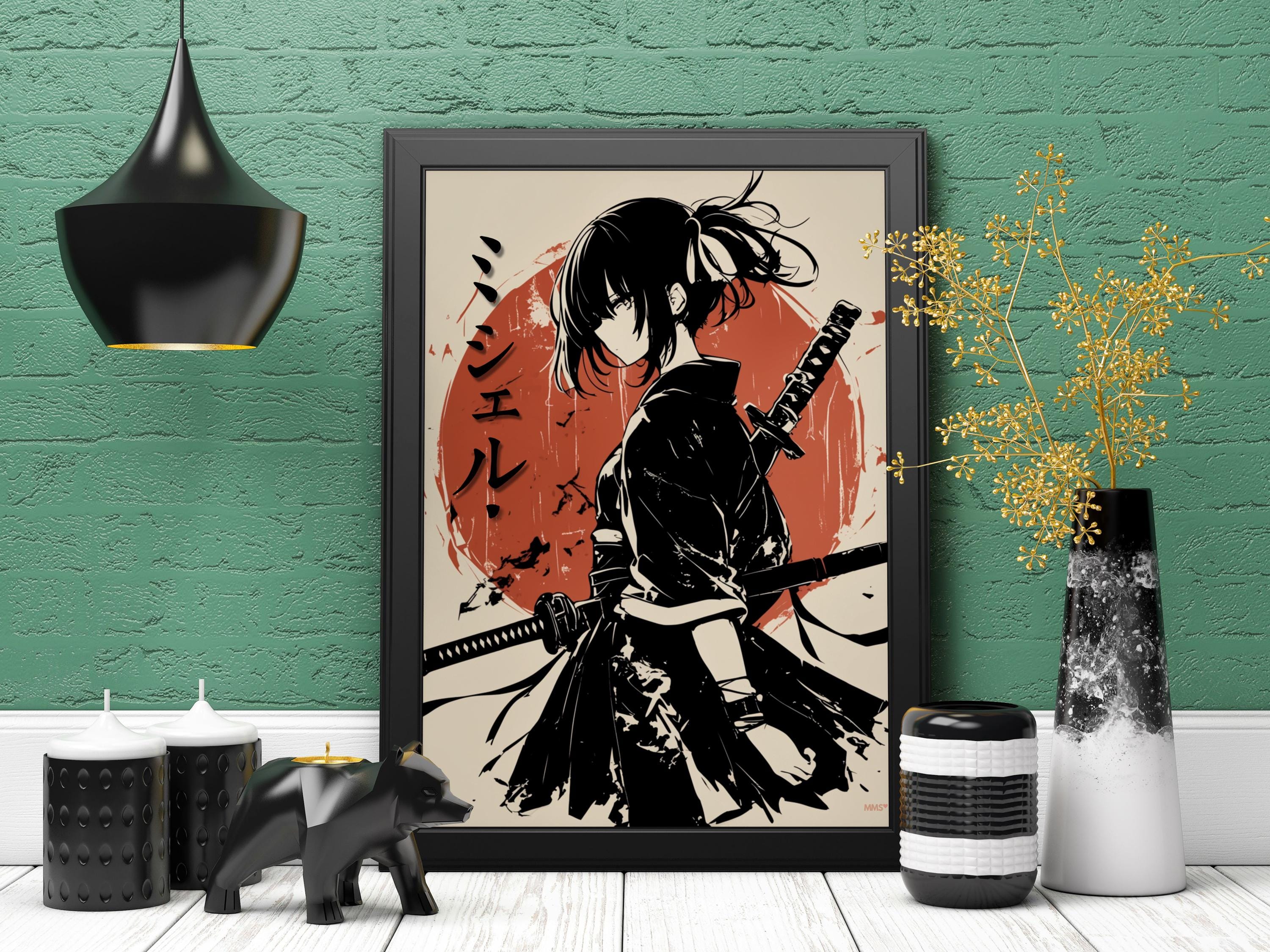 Personalized Japanese Samurai Girl Name Print: Katakana