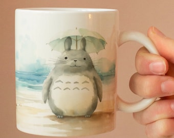 Watercolor Manga Mug, Kawaii Japanese Art Coffee Cup 001