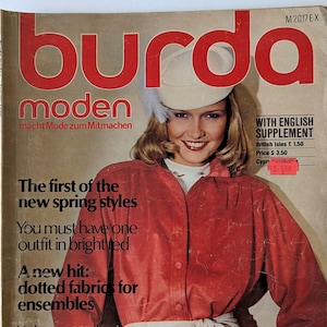 1979/01 BURDA MODEN Vintage Fashion Magazine, cartamodello di cucito vintage, moda anni &#39;70, rivista di cucito