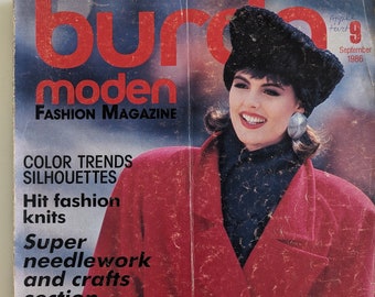 1986/09 BURDA MODEN magazine de mode vintage, patron de couture vintage, mode des années 80, magazine de couture