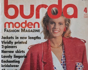 1986/04 BURDA MODEN Vintage Fashion Magazine, vintage naaipatroon, jaren '80 mode, naaitijdschrift