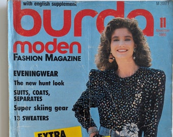 1986/11 BURDA MODEN Vintage Fashion Magazine, Vintage Nähmuster, 80er Jahre Mode, Nähmagazin