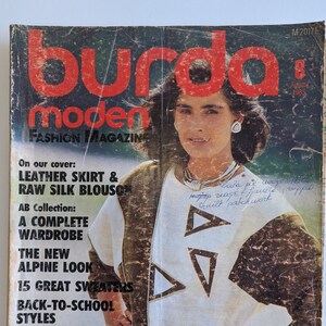 1985/08 BURDA MODEN Vintage Fashion Magazine, patrón de costura vintage, moda de los años 80, revista de costura imagen 1