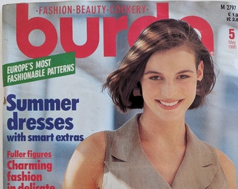 1990/05 BURDA MODEN magazine de mode vintage, patron de couture vintage, mode des années 90, magazine de couture