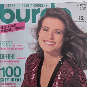 1991/12 BURDA MODEN Vintage Fashion Magazine, cartamodello vintage, moda anni &#39;90, rivista di cucito