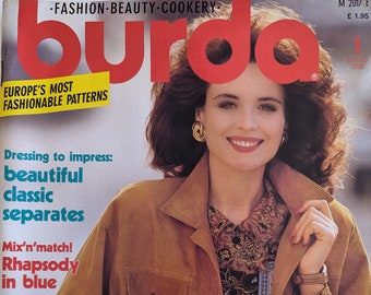 1990/01 BURDA MODEN magazine de mode vintage, patron de couture vintage, mode des années 90, magazine de couture