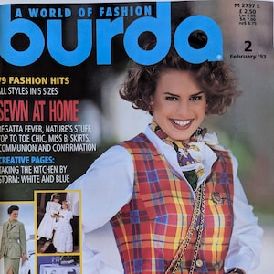 1993/02 BURDA MODEN Vintage Fashion Magazine, vintage sewing pattern, 90s fashion, sewing magazine