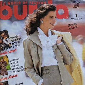 1993/01 BURDA MODEN Vintage Fashion Magazine, cartamodello vintage, moda anni &#39;90, rivista di cucito