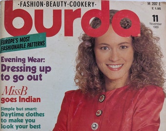 1989/11 BURDA MODEN Vintage Fashion Magazine, vintage sewing pattern, 80s fashion, sewing magazine