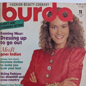 1989/11 BURDA MODEN Vintage Fashion Magazine, cartamodello vintage, moda anni &#39;80, rivista di cucito