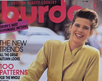 1990/09 BURDA MODEN Vintage Fashion Magazine, cartamodello vintage, moda anni '90, rivista di cucito