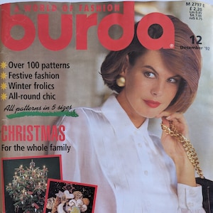 1992/12 BURDA MODEN Rivista di moda vintage, cartamodello per cucito vintage, moda anni ’90, rivista di cucito