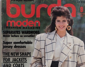 1987/09 BURDA MODEN Vintage Fashion Magazine, cartamodello vintage, moda anni '80, rivista di cucito