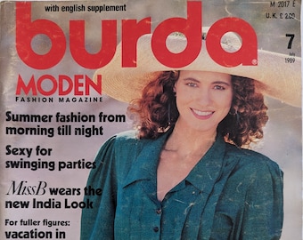 1989/07 BURDA MODEN magazine de mode vintage, patron de couture vintage, mode des années 80, magazine de couture