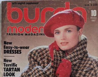1987/10 BURDA MODEN Vintage Fashion Magazine, cartamodello vintage, moda anni '80, rivista di cucito