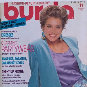 1990/11 BURDA MODEN Vintage Fashion Magazine, cartamodello vintage, moda anni &#39;90, rivista di cucito