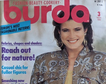 1990/03 BURDA MODEN Vintage Fashion Magazine, cartamodello vintage, moda anni '90, rivista di cucito