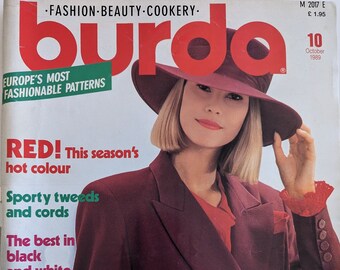 1989/10 BURDA MODEN Vintage Fashion Magazine, vintage sewing pattern, 80s fashion, sewing magazine