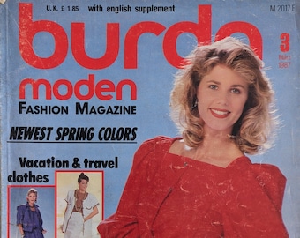 1987/03 BURDA MODEN Vintage Fashion Magazine, Vintage Nähmuster, 80er Jahre Mode, Nähmagazin