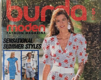 1987/05 BURDA MODEN Vintage Fashion Magazine, patrón de costura vintage, moda de los años 80, revista de costura