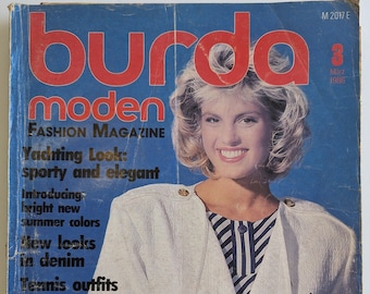 1986/03 BURDA MODEN magazine de mode vintage, patron de couture vintage, mode des années 80, magazine de couture