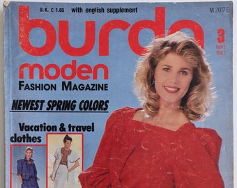 1987/03 BURDA MODEN Vintage Fashion Magazine, cartamodello vintage, moda anni '80, rivista di cucito