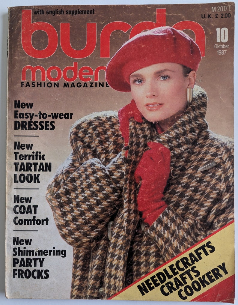 1987/10 BURDA MODEN Vintage Fashion Magazine, Vintage Nähmuster, 80er Jahre Mode, Nähmagazin Bild 1