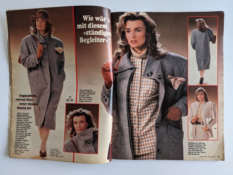 1987/10 BURDA MODEN Vintage Fashion Magazine, Vintage Nähmuster, 80er Jahre Mode, Nähmagazin Bild 5