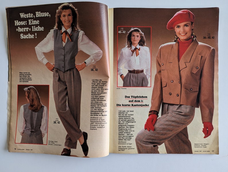 1987/10 BURDA MODEN Vintage Fashion Magazine, Vintage Nähmuster, 80er Jahre Mode, Nähmagazin Bild 7