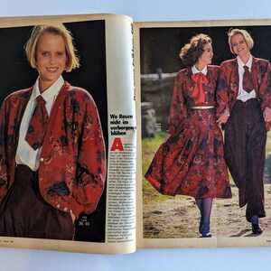 1985/08 BURDA MODEN Vintage Fashion Magazine, patrón de costura vintage, moda de los años 80, revista de costura imagen 4