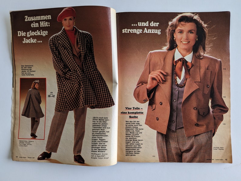 1987/10 BURDA MODEN Vintage Fashion Magazine, Vintage Nähmuster, 80er Jahre Mode, Nähmagazin Bild 6