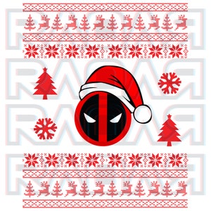 Deadpool Inspired Christmas Sweater Design Merry Merc with a Mouth Instant Digital Download Perfect For Ugly Xmas Jumpers - High Quality PNG