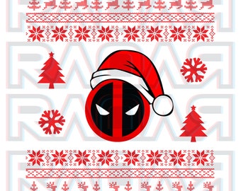 Deadpool Inspired Christmas Sweater Design Merry Merc with a Mouth Instant Digital Download Perfect For Ugly Xmas Jumpers - High Quality PNG