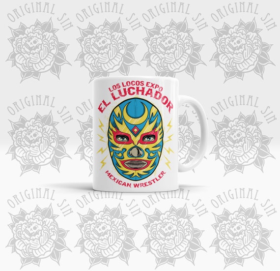 El Luchador Mexican Wrestler Distressed Style Bold Graphics