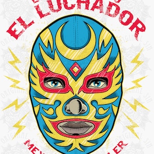 El Luchador Mexican Wrestler Distressed Style Bold Graphics Digital Image Asset Great For Putting On Clothing, Canvas Prints, Mugs