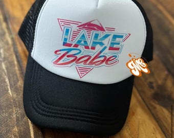 Lake Babe Trucker Hat, Summer Trucker Hat, Trendy Lake Trucker Hat, Cute Trucker Hat, Gift For Her, Womens Faux Hat Patch