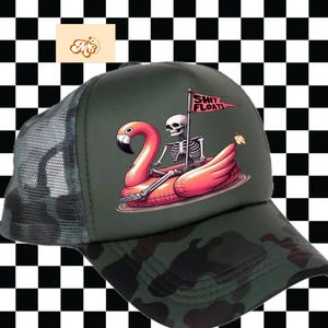 Sh*t Floats Trucker Hat, Skeleton Trucket Hat, Trendy Trucker Hat, Funny Trucker Hat, Sarcaatic  Trucker Hat, Summer Faux Hat Patch